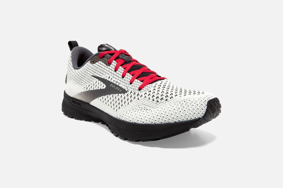 Brooks Revel 4 Road Loopschoenen Heren - Wit/Zwart/Rood - 341068OEG